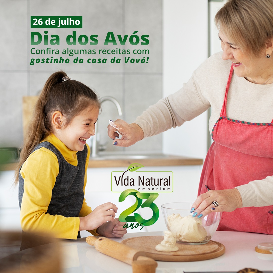 As receitas da casa da vovó sempre nos deixam com água na boca e aquele gostinho de quero mais, não é mesmo? Pensando nisso, o Vida Natural Emporium selecionou 3 receitas com o gostinho da casa da vovó, que você não pode deixar de conferir e experimentar. Confira os ingredientes, o modo de preparo e coloque a mão literalmente na massa!